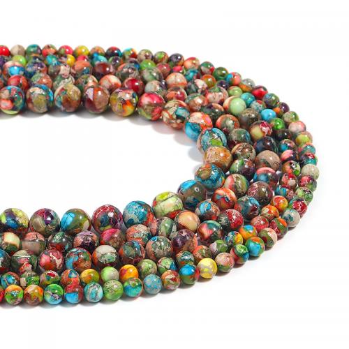 Eindruck Jaspis Perlen, Impression Jaspis, rund, DIY & verschiedene Größen vorhanden, gemischte Farben, Länge:ca. 38 cm, verkauft von Strang