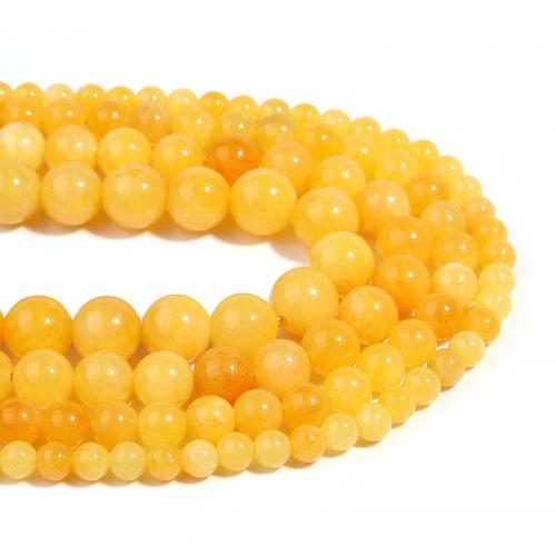 perles en Jade jaune, jaune de jade, Rond, DIY & normes différentes pour le choix, Jaune Environ 38 cm, Vendu par brin