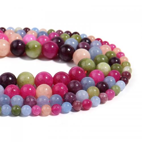 Natürlicher Turmalin Perlen, rund, DIY & verschiedene Größen vorhanden, gemischte Farben, Länge:ca. 38 cm, verkauft von Strang