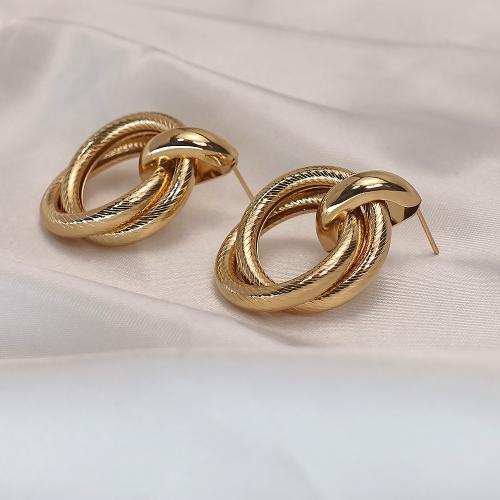 Iron Stud Earring, Round, fashion jewelry, golden 
