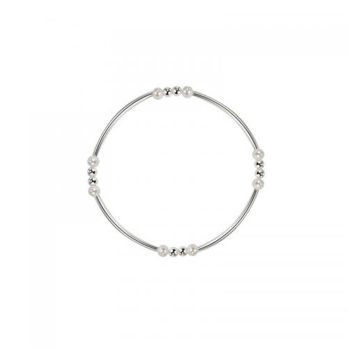 Pearl Sterling Silver Bracelets, Argent sterling 925, avec perle d'eau douce cultivée, bijoux de mode & pour femme, argent Environ 6.3 pouce, Vendu par PC