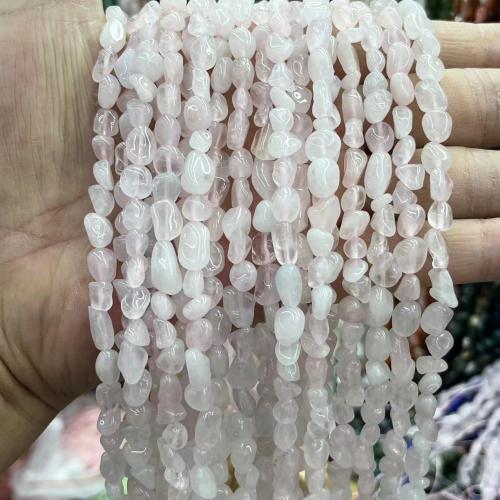 Natürliche Rosenquarz Perlen, Klumpen, DIY, helles Rosa, 6x8mm, Länge:ca. 38 cm, verkauft von Strang