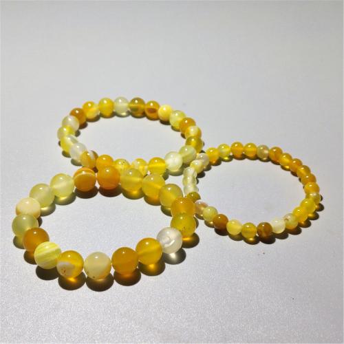 Lace Agate Bracelets, Round, fashion jewelry & Unisex yellow Approx 18 cm 