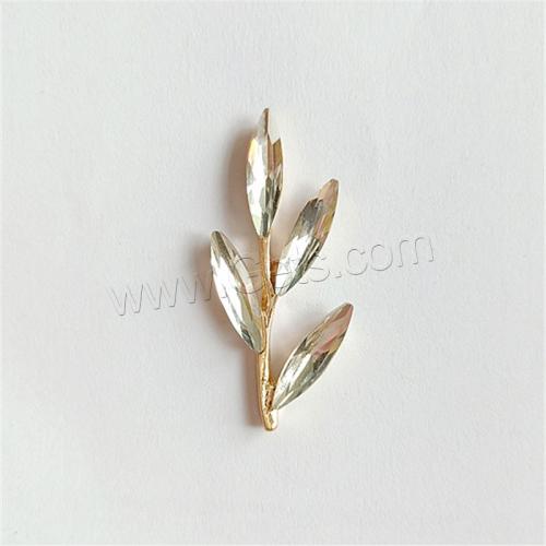 Hair Stick Findings, Zinc Alloy, Leaf, gold color plated, DIY & with rhinestone 