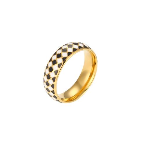 Esmalte de acero inoxidable anillo de dedo, acero inoxidable 304, 18K chapado en oro, Joyería & diverso tamaño para la opción & para mujer, Vendido por UD