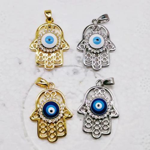 Fashion Evil Eye Pendant, Brass, Hand, plated, fashion jewelry & Unisex & micro pave cubic zirconia & enamel 
