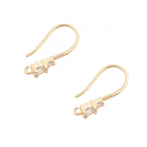 Brass Hook Earwire, real gold plated, DIY & micro pave cubic zirconia, golden Approx 1mm [