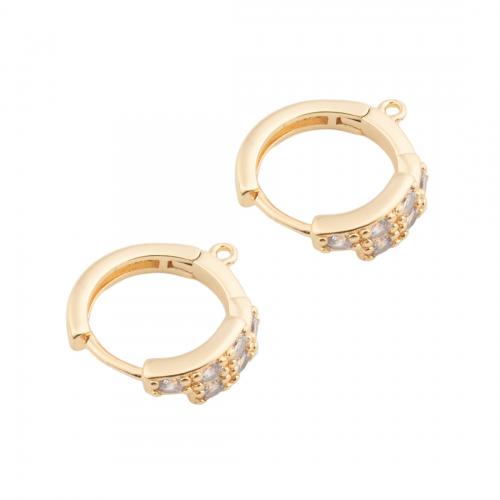 Brass Hoop Earring Components, real gold plated, DIY & micro pave cubic zirconia, golden Approx 1mm [
