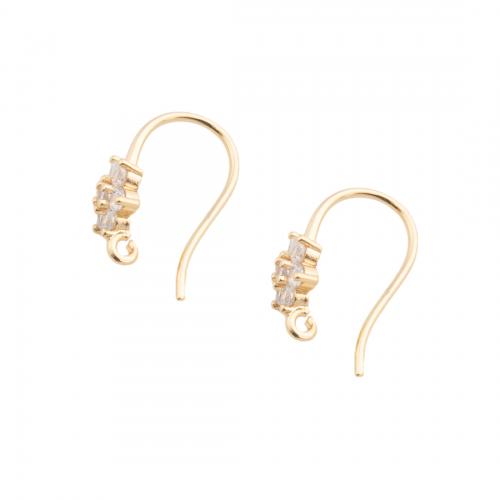 Brass Hoop Earring Components, real gold plated, DIY & micro pave cubic zirconia, golden Approx 1mm [