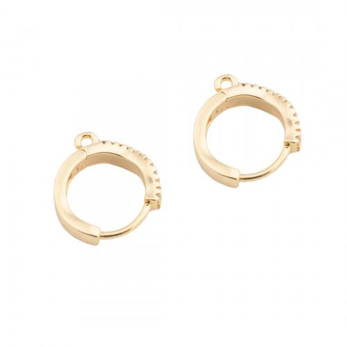 Brass Hoop Earring Components, real gold plated, DIY & micro pave cubic zirconia, golden Approx 1.5mm 