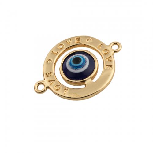 Evil Eye Jewelry Connector, Brass, 14K gold plated, DIY & enamel Approx 1.5mm 