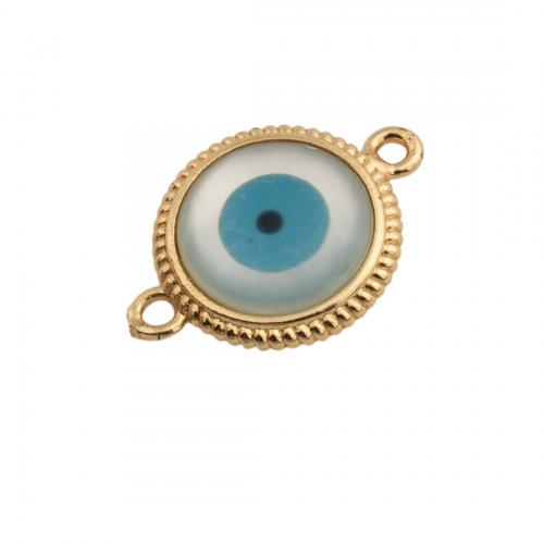 Connecteur de bijoux de mauvais œil, laiton, Plaqué d'or 14K, DIY & émail Environ 1.5mm, Vendu par PC