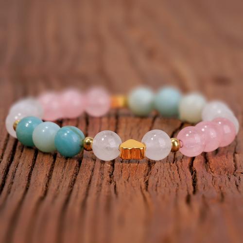 Perles nature de couleur Mix, quartz rose, avec Amazonite, fait à la main, bijoux de mode & pour femme Environ 7.09 pouce, Vendu par PC