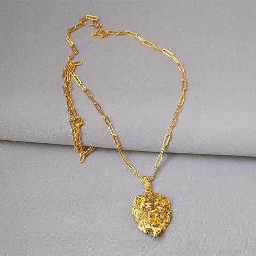 Brass Sweater Chain Necklace, 18K gold plated, fashion jewelry & Unisex, golden Approx 23.62 Inch 