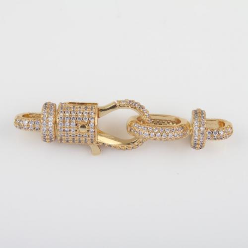 Cubic Zirconia Micro Pave Brass Connector, gold color plated, DIY & micro pave cubic zirconia & 1/1 loop 