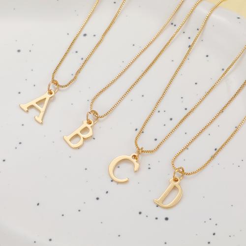 Zinc Alloy Necklace, with 6.1cm extender chain, Alphabet Letter, plated, fashion jewelry & for woman, gold Approx 46.5 cm 