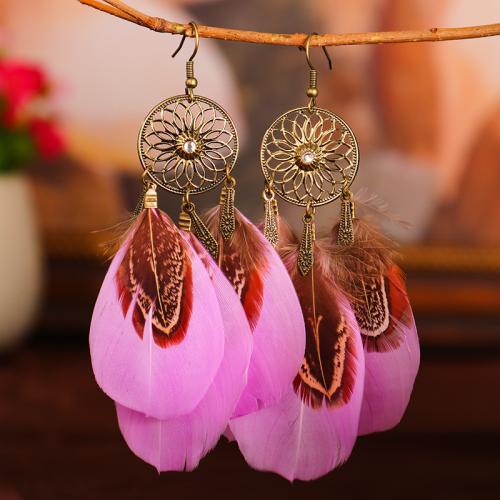 Fashion Feather Earring , Zinc Alloy, with Feather, plated, fashion jewelry & for woman 