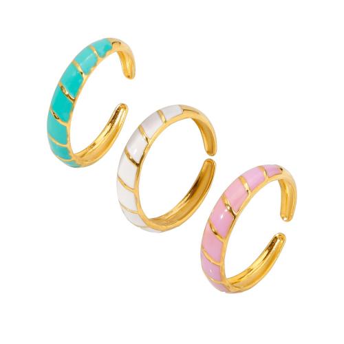 Enamel Stainless Steel Finger Ring, 316L Stainless Steel, Vacuum Ion Plating, fashion jewelry & for woman 