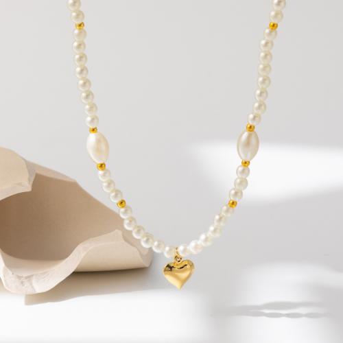 Collar de perlas de plástico, metal, con Perlas plásticas, con 7cm extender cadena, chapado, Joyería, dorado, longitud:37 cm, Vendido por UD