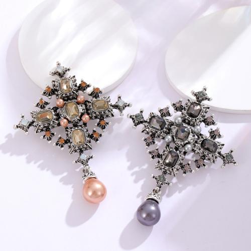 Zinc Alloy Jewelry Brooch, with Plastic Pearl, plated, fashion jewelry & with rhinestone 