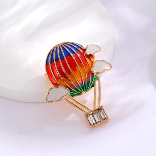 Zinc Alloy Jewelry Brooch, Hot Balloon, plated, fashion jewelry & enamel & with rhinestone, multi-colored 