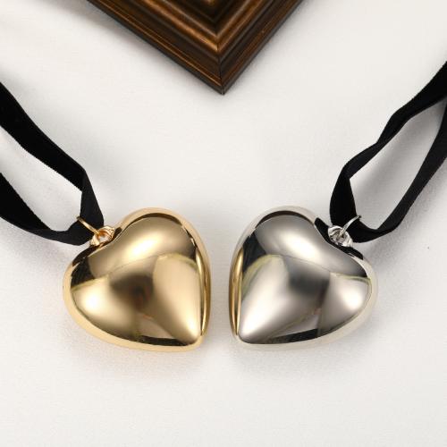 Zinc Alloy Necklace, with Velveteen, with 9cm extender chain, Heart, plated, fashion jewelry & for woman Approx 32 cm, Approx 37 cm 