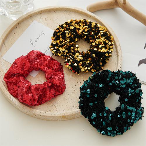 Hair Scrunchies, Nylon, with Sequins, handmade, Christmas Design & for woman [