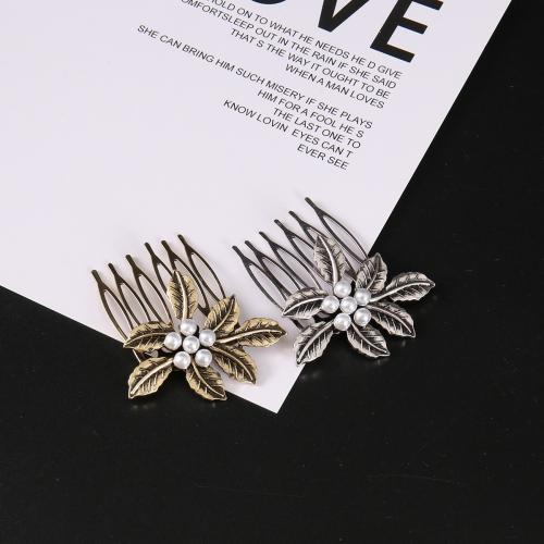 Decorative Hair Combs, Zinc Alloy, with Plastic Pearl, for woman 