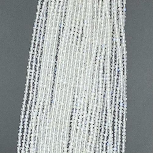 Mondstein Perlen, Blauer Mondstein, rund, DIY & verschiedene Größen vorhanden, weiß, Länge:ca. 38-39 cm, verkauft von Strang