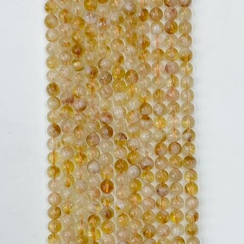 Citrin Naturperlen, Gelbquarz Perlen, rund, DIY & verschiedene Größen vorhanden, gelb, Länge:ca. 38-39 cm, verkauft von Strang