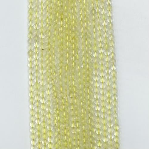 Versilberte Einzelader Murano Europa Perlen, Zitronenquarz, rund, DIY & verschiedene Größen vorhanden, gelb, Länge:ca. 38-39 cm, verkauft von Strang
