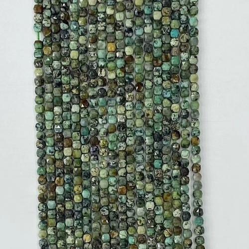 Natural African Turquoise Beads, Square, DIY & faceted, mixed colors Approx 38-39 cm [