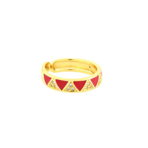 Cubic Zirconia Micro Pave Brass Finger Ring, with enamel, gold color plated, fashion jewelry & micro pave cubic zirconia & for woman Minimum inner mm 