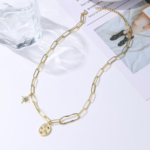Rhinestone Zinc Alloy Necklace, plated, fashion jewelry & for woman & with rhinestone, gold 