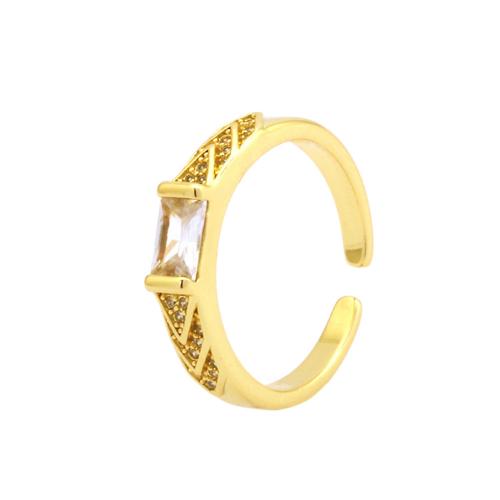 Cubic Zirconia Micro Pave Brass Finger Ring, gold color plated, fashion jewelry & micro pave cubic zirconia & for woman, Minimum inner mm 