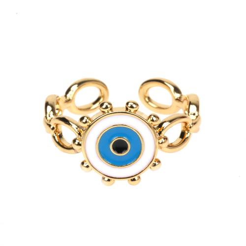 Evil Eye Jewelry Finger Ring, Brass, gold color plated, fashion jewelry & for woman & enamel Minimum inner mm 