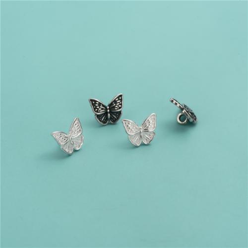 925 Sterling Silver Shank Button, Butterfly, DIY Approx 2mm 