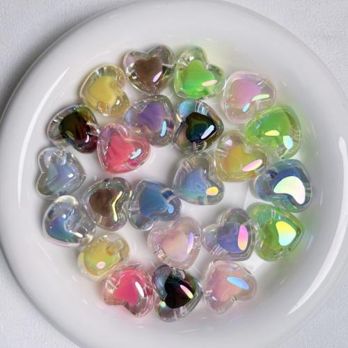 collier en perle acrylique , coeur, Placage UV, DIY, plus de couleurs à choisir Environ 4mm Vendu par sac