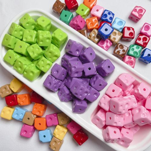 Solid Color Acrylic Beads, Square, stoving varnish, DIY 14.5mm Approx 3.5mm 