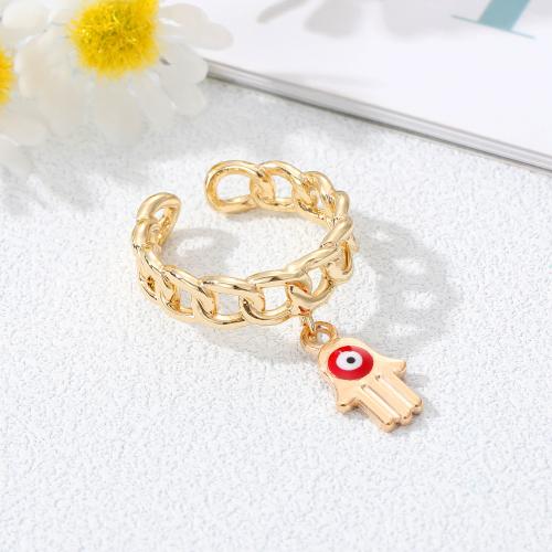 Evil Eye Jewelry Finger Ring, Zinc Alloy, with Resin, gold color plated, fashion jewelry & for woman 
