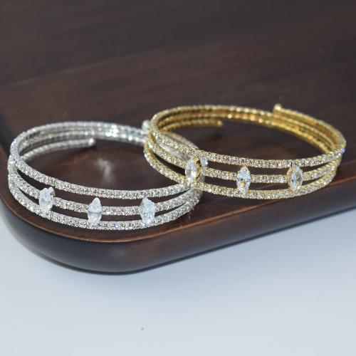 Iron Bangle, plated, fashion jewelry & for woman & with rhinestone width 11mm, Inner Approx 58mm 