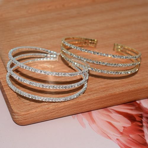 Iron Cuff Bangle, plated, fashion jewelry & for woman & with rhinestone width 13mm, Inner Approx 55mm 