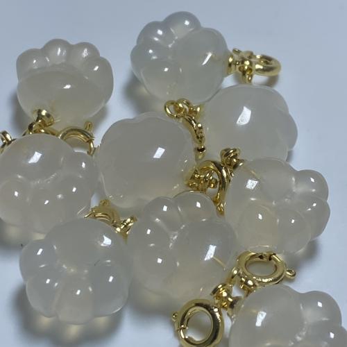Agate Brass Pendants, Claw, DIY, white, 13mm 