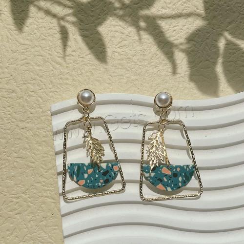 Polymer Clay Drop Earring, Zinc Alloy, with Polymer Clay & Plastic Pearl, plated, fashion jewelry [