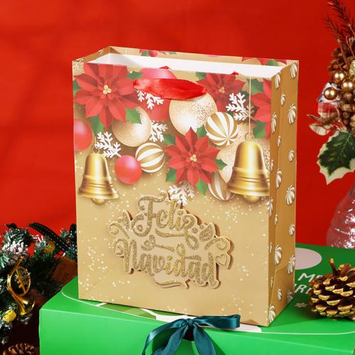 Sac cadeau cadeau de Noël, papier, avec cordon de polyester, Conception de Noël & normes différentes pour le choix & modèles différents pour le choix, plus de couleurs à choisir Vendu par lot