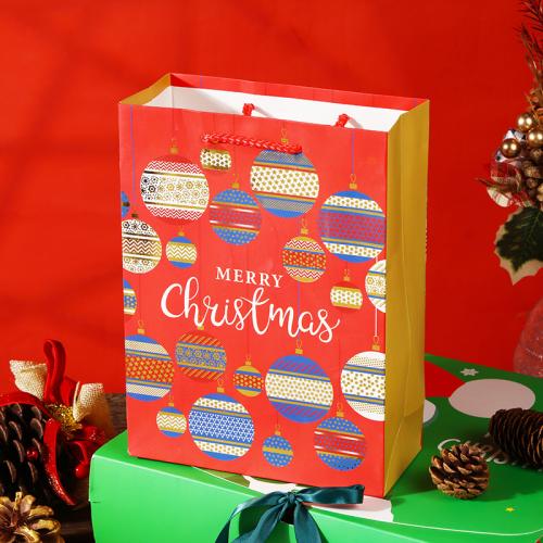 Bolso del regalo de la Navidad, Papel, con cordón poliéster, Diseño de Navidad & diverso tamaño para la opción & diferentes patrones para la opción, más colores para la opción, 12PCs/Grupo, Vendido por Grupo