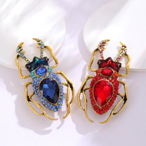 Zinc Alloy Jewelry Brooch, with Glass, Insect, plated, fashion jewelry & with rhinestone 