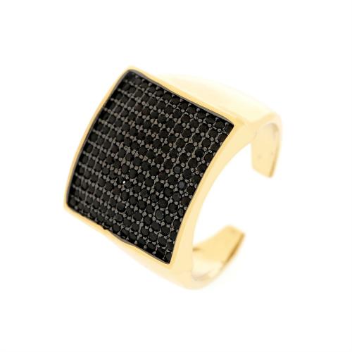Cubic Zirconia Micro Pave Brass Finger Ring, Square, 18K gold plated, fashion jewelry & micro pave cubic zirconia & for woman Minimum inner mm 