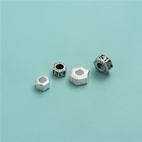 Sterling Silver Spacer Beads, 925 Sterling Silver, Hexagon, DIY 