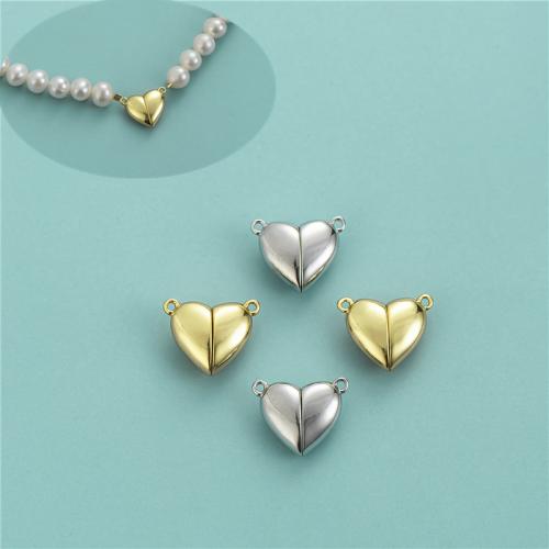 Sterling Silver Magnetic Clasp, 925 Sterling Silver, Heart, plated, DIY Approx 1mm [